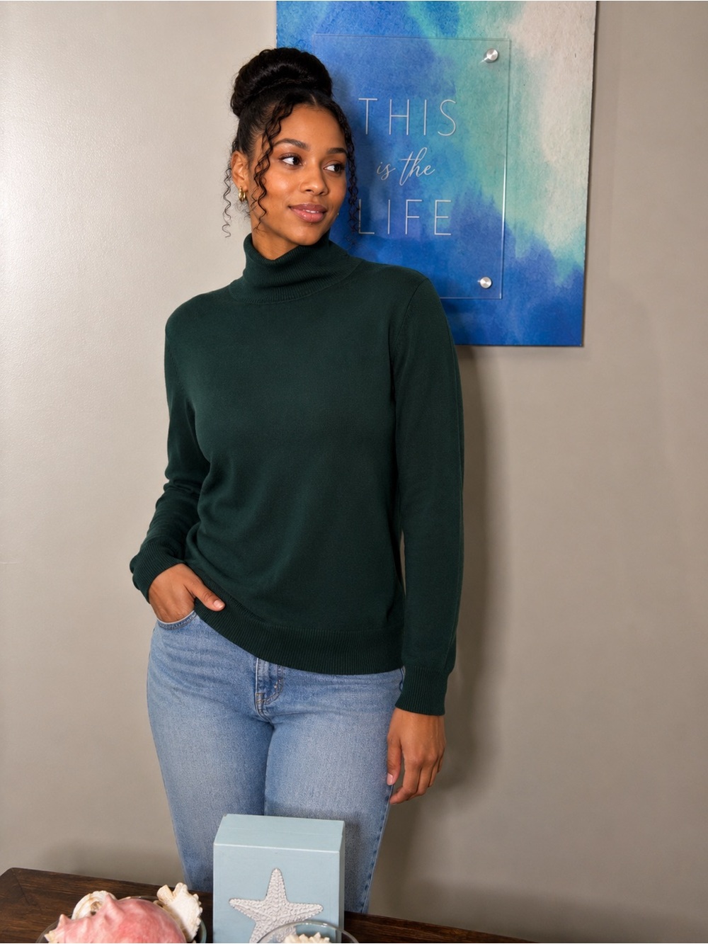 Calvin Klein Forest Green Turtleneck Sweater